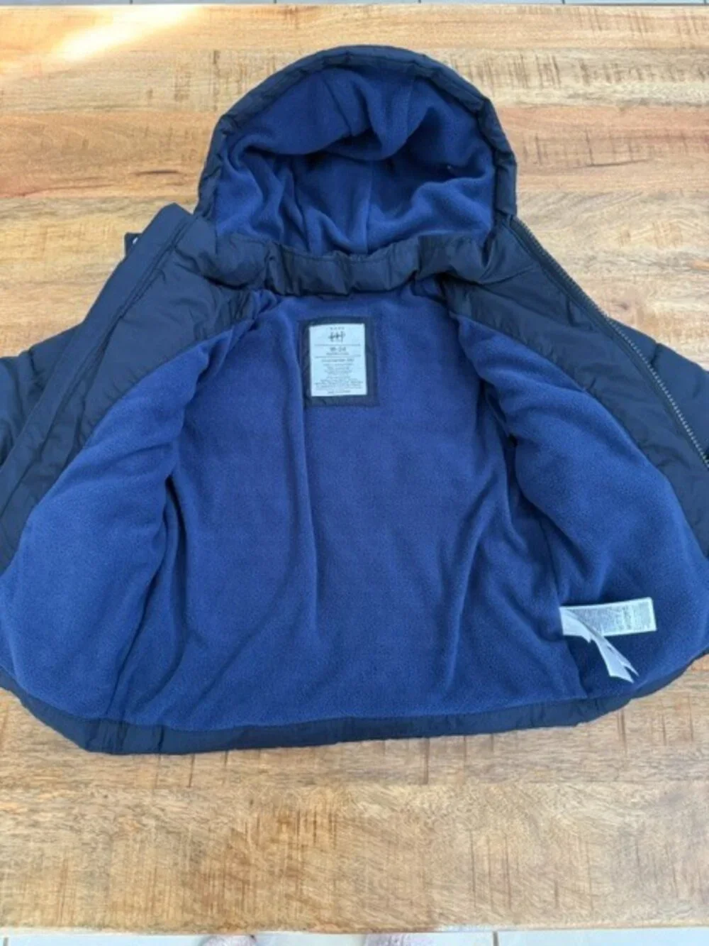 Baby GAP Hooded Puffer Coat Snow Jacket Size 18-24 months Navy Blue Zip Up NWOT